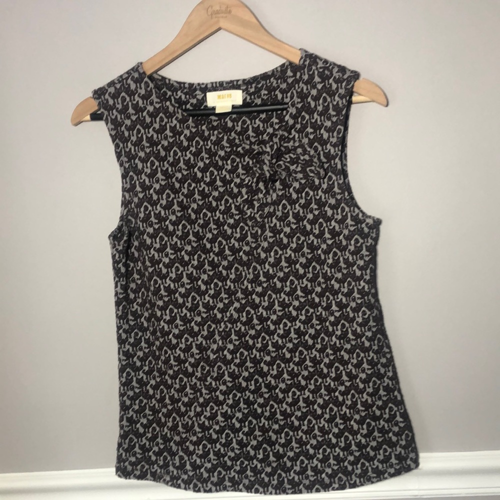 Anthropology Maeve Women’s Top Sleeveless Kitty Cats Print Bow Neckline Retro